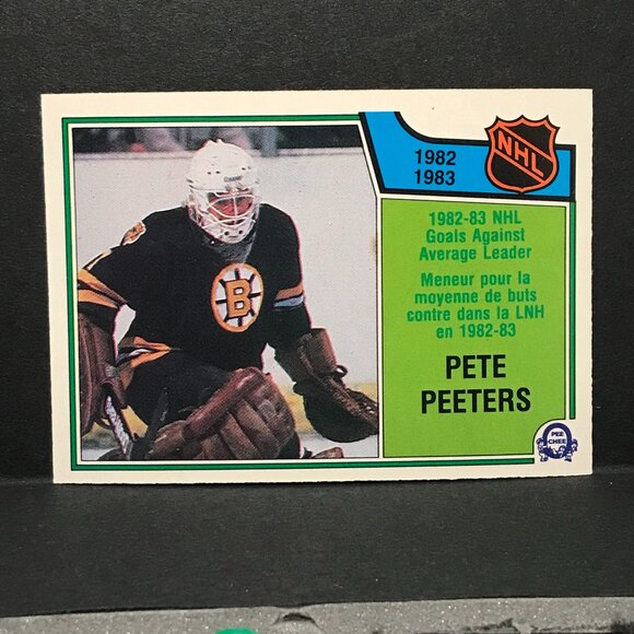 1983-84 O-Pee-Chee OPC Hockey Pete Peeters #222 Shutout Leaders Bruins - Picture 1 of 2